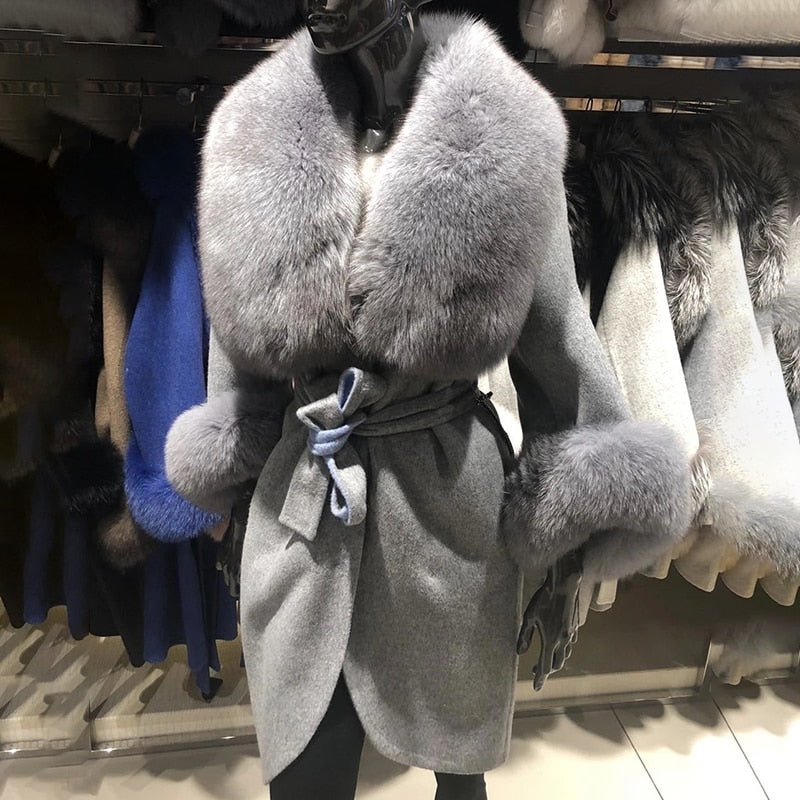 LUCILLE CASHMERE FOX FUR COAT