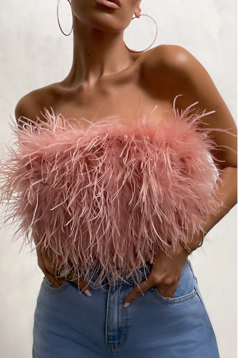 BARBARA FEATHER CROP TOP
