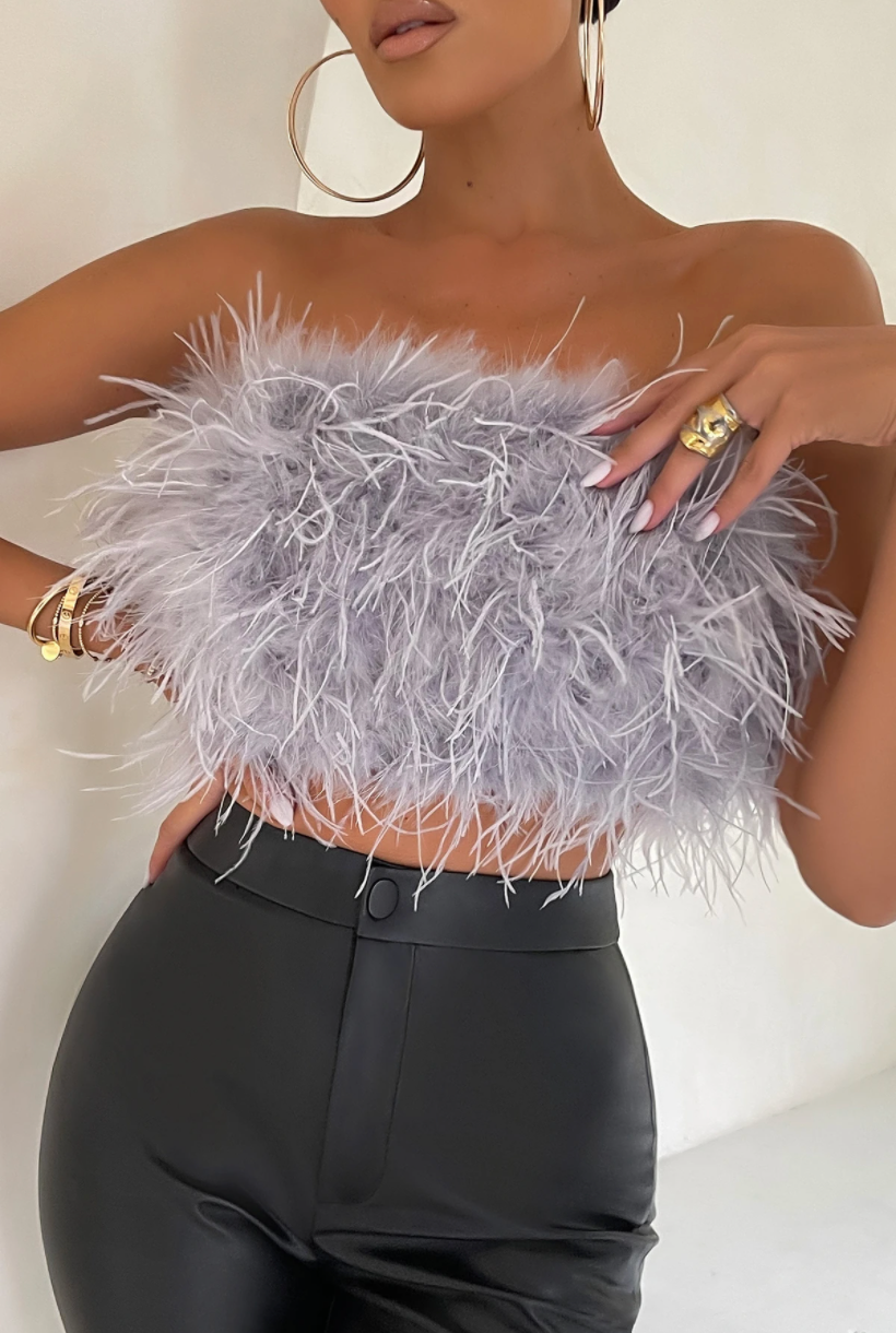 BARBARA FEATHER CROP TOP