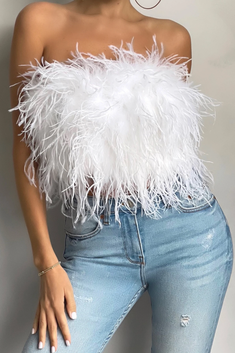 BARBARA FEATHER CROP TOP