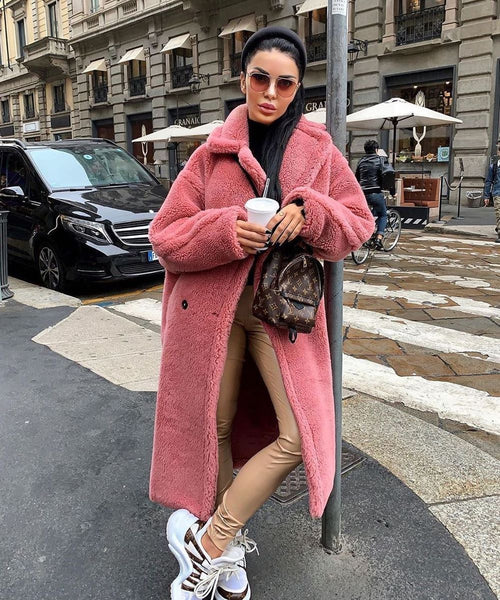 Topshop pink teddy coat on sale