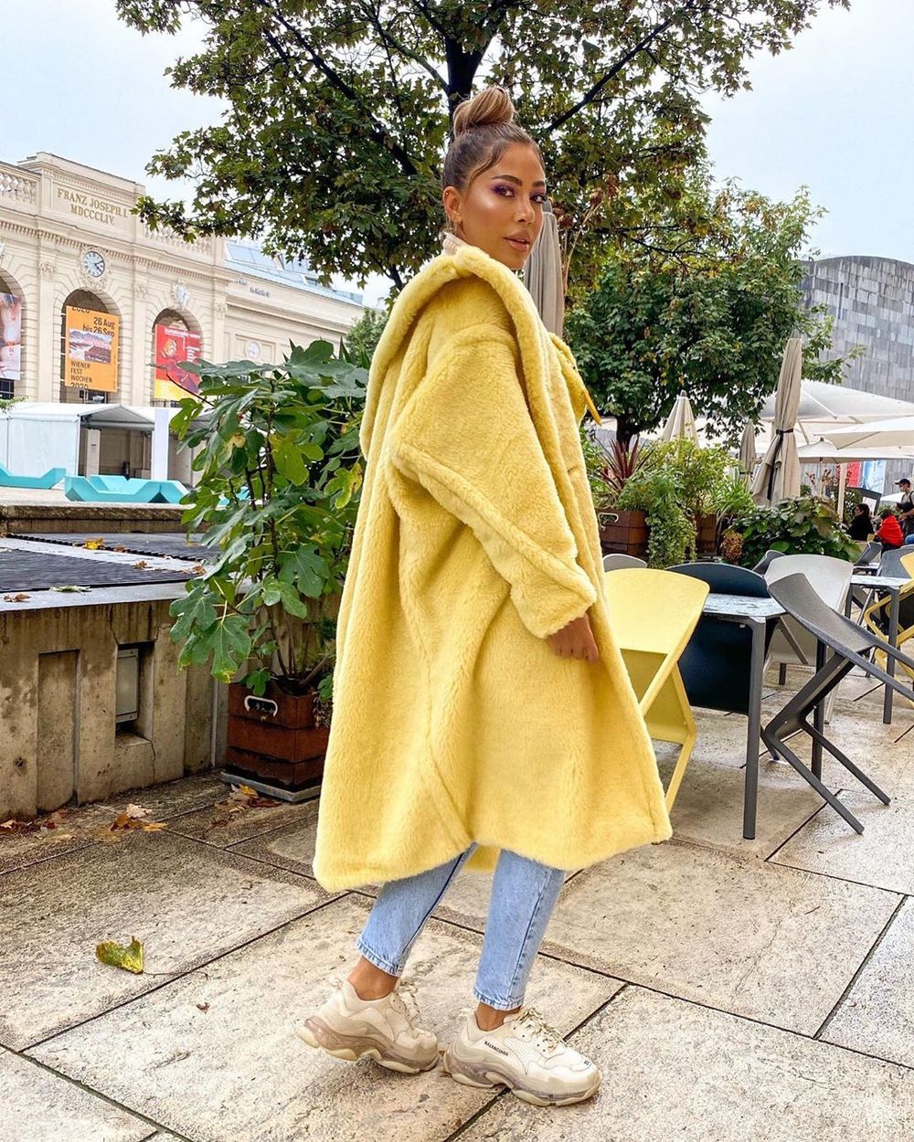BEATRICE YELLOW FAUX FUR TEDDY COAT