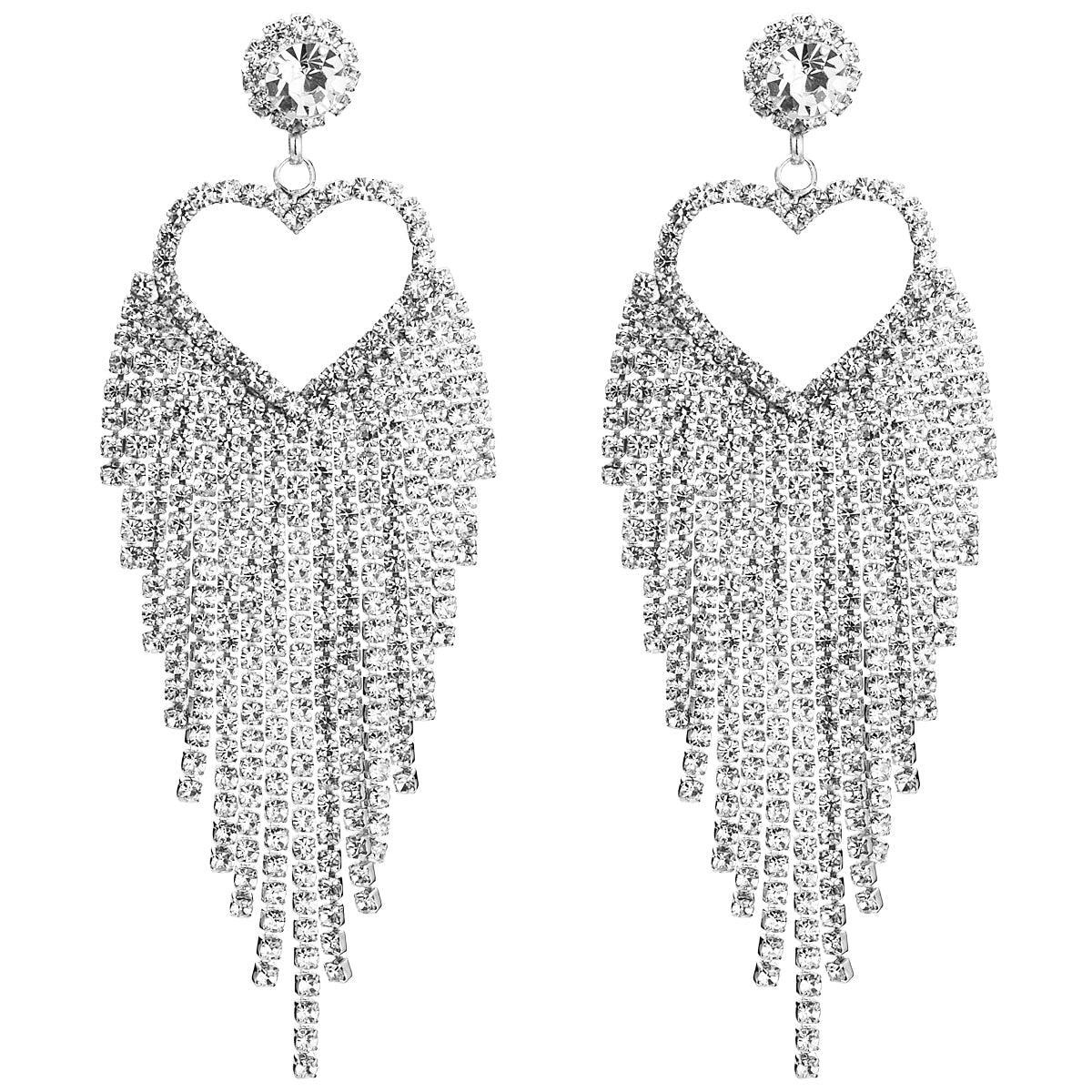 HEART TASSEL DROP EARRINGS