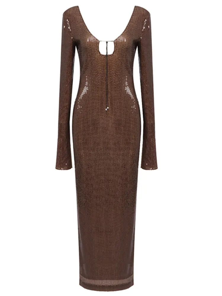 DOLCE BROWN MAXI DRESS