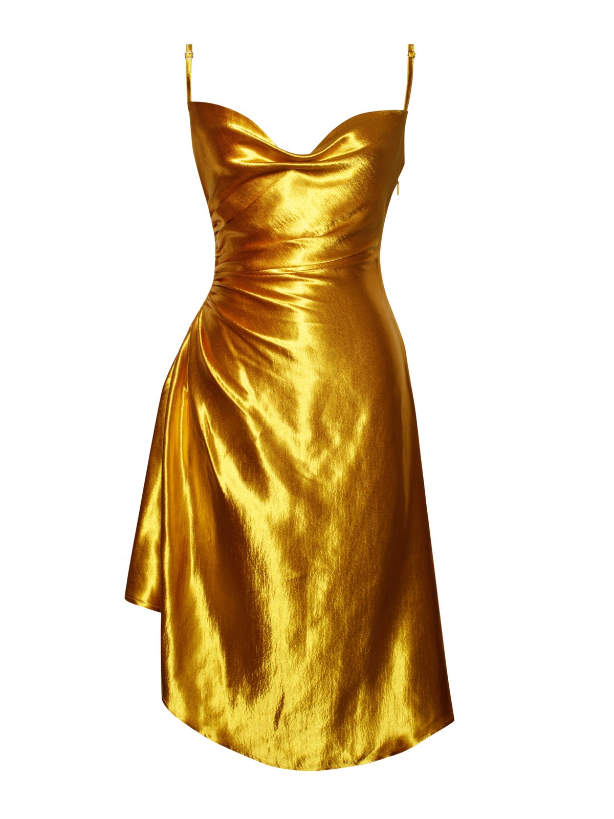 BRIELLA GOLD SATIN DRESS