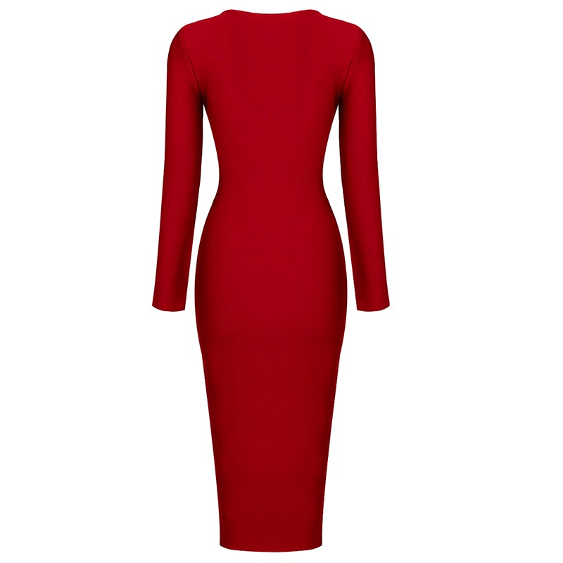 MOLLY RED MIDI DRESS