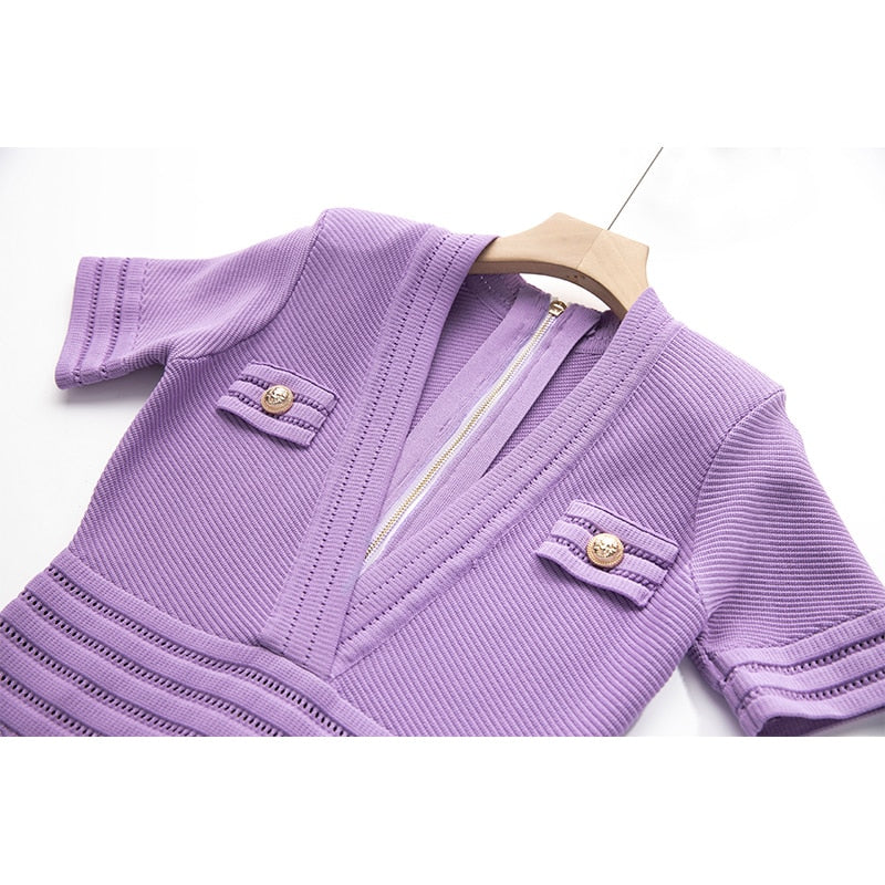 LILOU PURPLE KNITTED DRESS