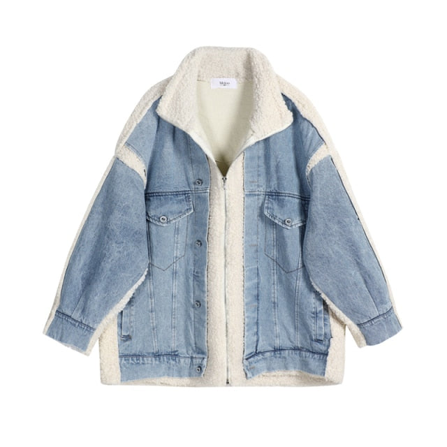 REEMA FAUX FUR DENIM COAT